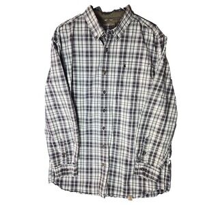 Carhartt Shirt Men's XL Tall Plaid Blue Heavyweight Flannel Outdoors Relaxed Fit